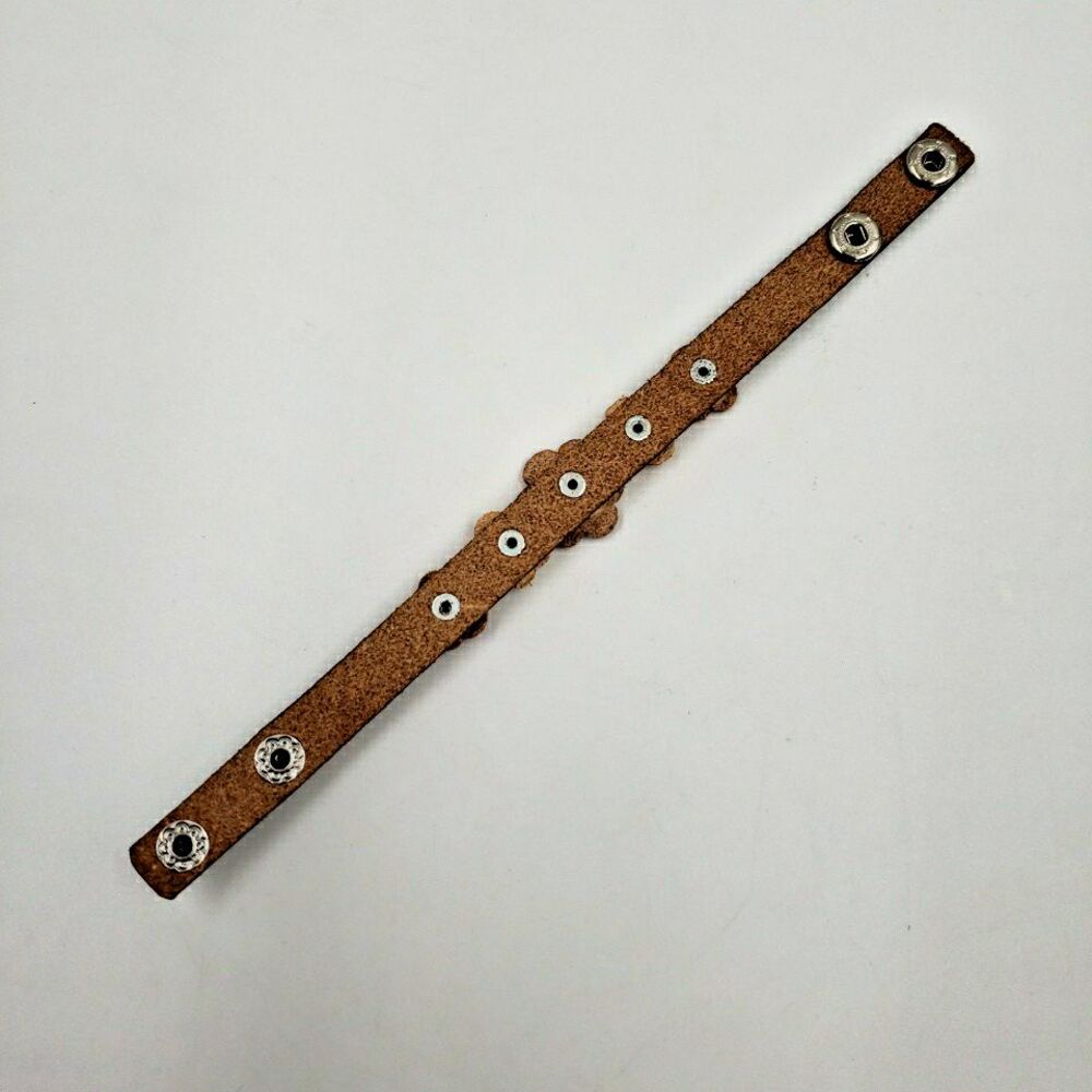 Handmade Floral Leather Cuff Bracelet Adjustable Rustic Boho Prairie Cottagecore - Picture 6 of 16
